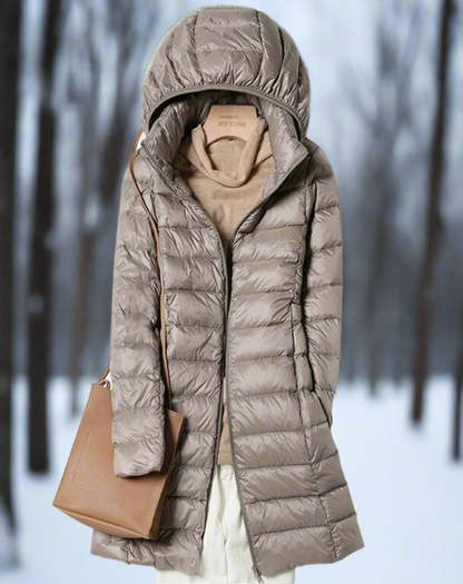 Sienna Hooded Quilted Jacket | Water-Repellent Mid-Thigh Jacket