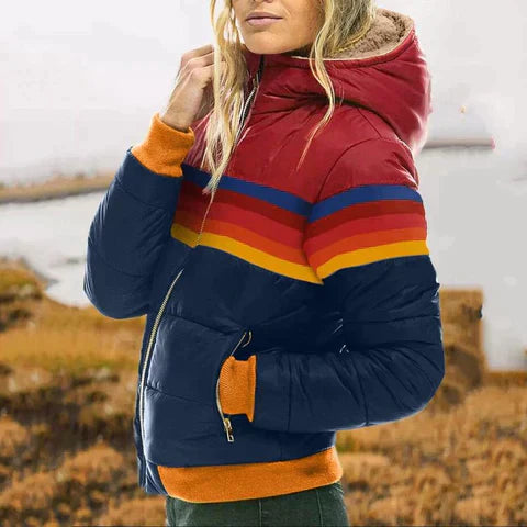 Women’s Quilted Jacket – Hooded – Water-Resistant – Zip Pockets – Sporty Fit