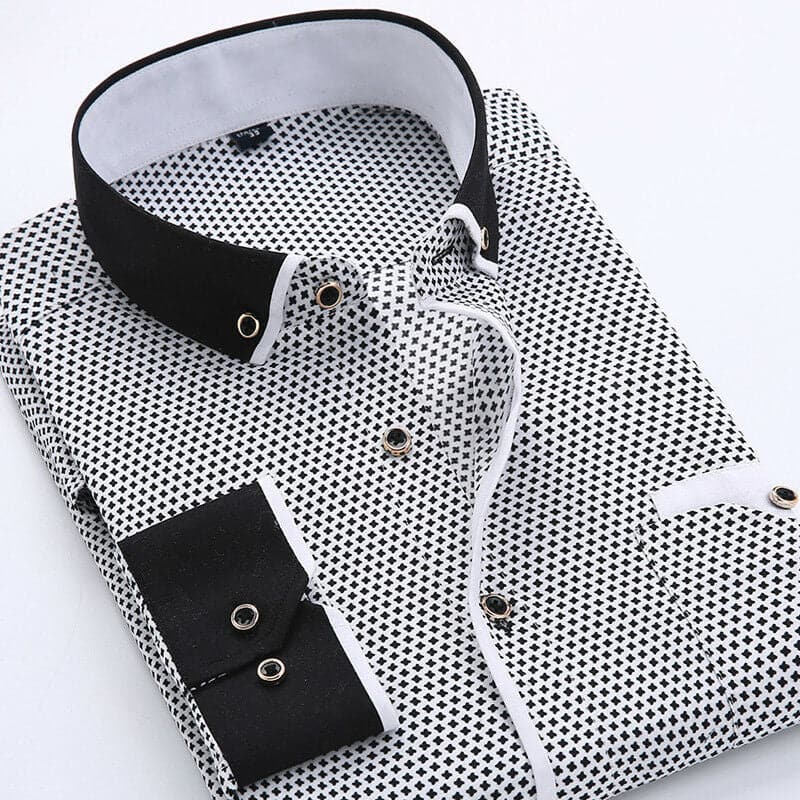 Women's Shirt - Cotton Blend - Classic Fit - Collared Neckline - Contrast Collar And Cuffs