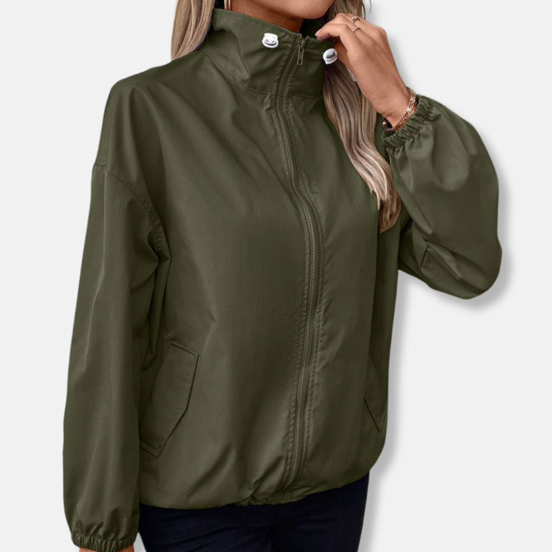 Women’s Jacket – Relaxed Fit – Windproof Water-Resistant – Zipper Front with Pockets