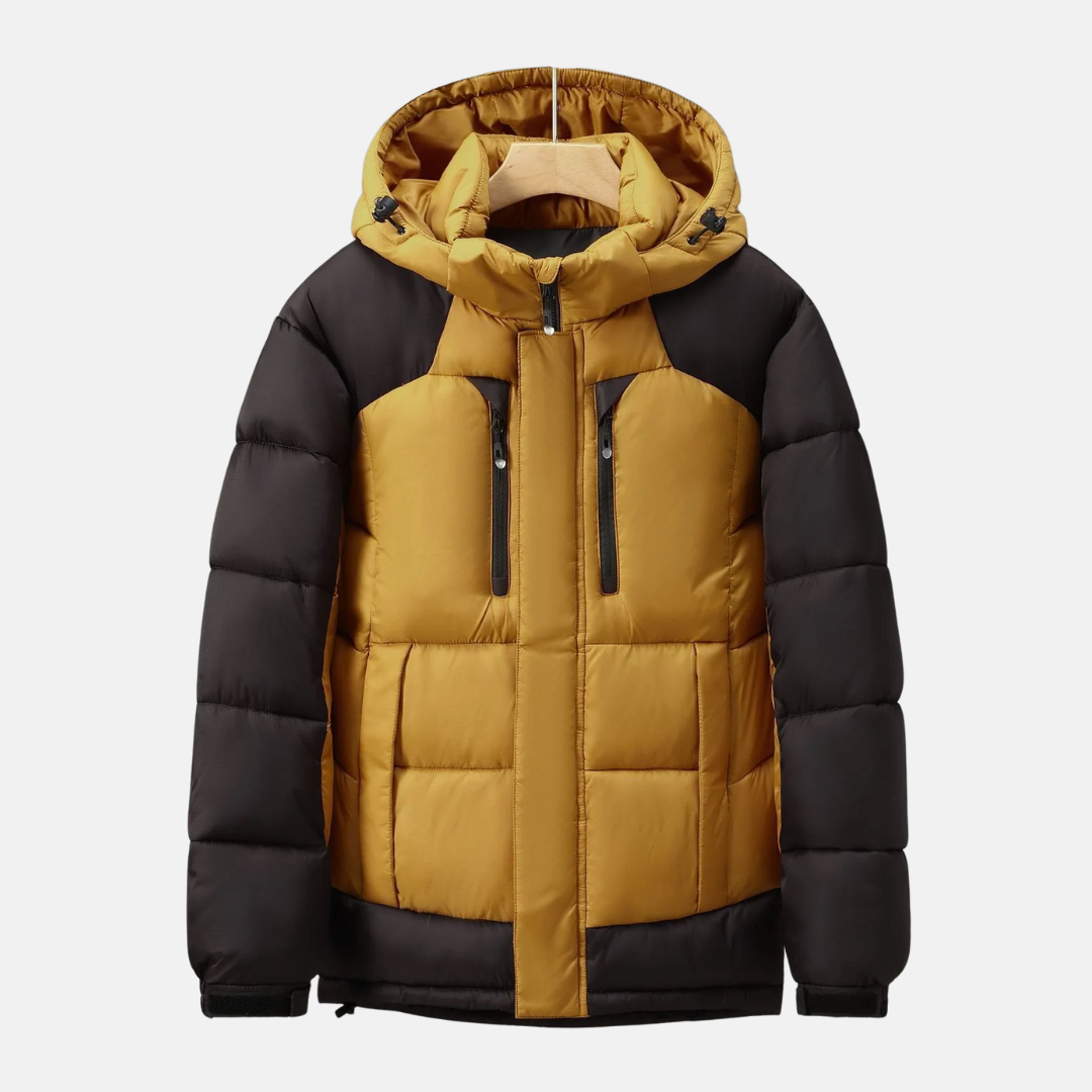 Henry Quilted Stand-Up Collar Puffer Jacket | Detachable Hood Hip-Length Puffer Jacket