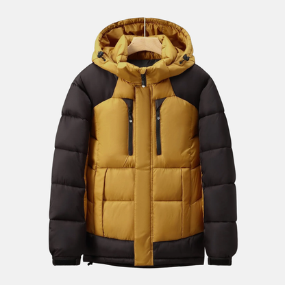 Henry Quilted Stand-Up Collar Puffer Jacket | Detachable Hood Hip-Length Puffer Jacket