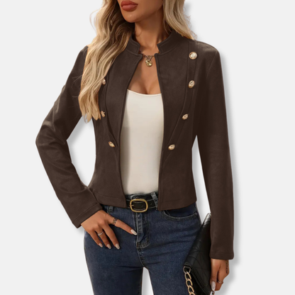Women’s Jacket – Tailored Fit – Double-Breasted – Cropped Waist – Mandarin Collar