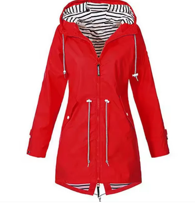 Women’s Hooded Jacket – Waterproof Breathable – Adjustable Waist – Lightweight Fit