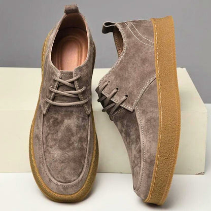 Men’s Shoes – Leather Low-Top – Rounded Toe – Lace-Up Formal Fit