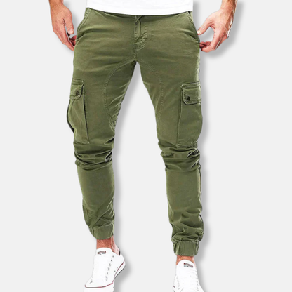 Men’s Cargo Pants – Slim Fit – Cotton Blend – Drawstring Waist – Elastic Cuffs