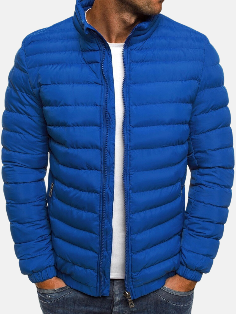 Men’s Quilted Jacket – Slim Fit – Lightweight Padded – High Collar Casual Wear