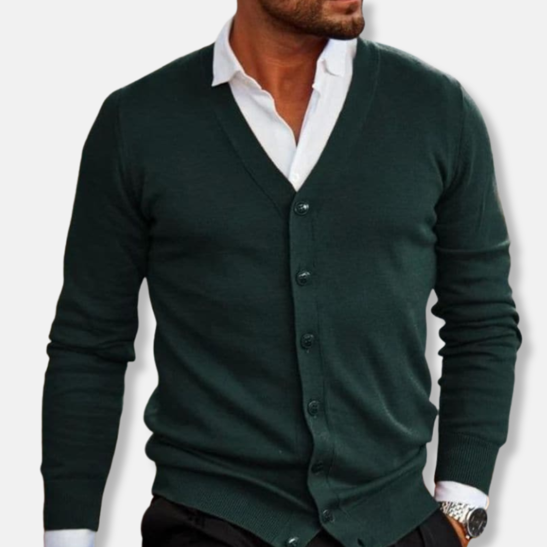 Oscar  Regular Fit Cardigan | V-Neck Button Front Cardigan