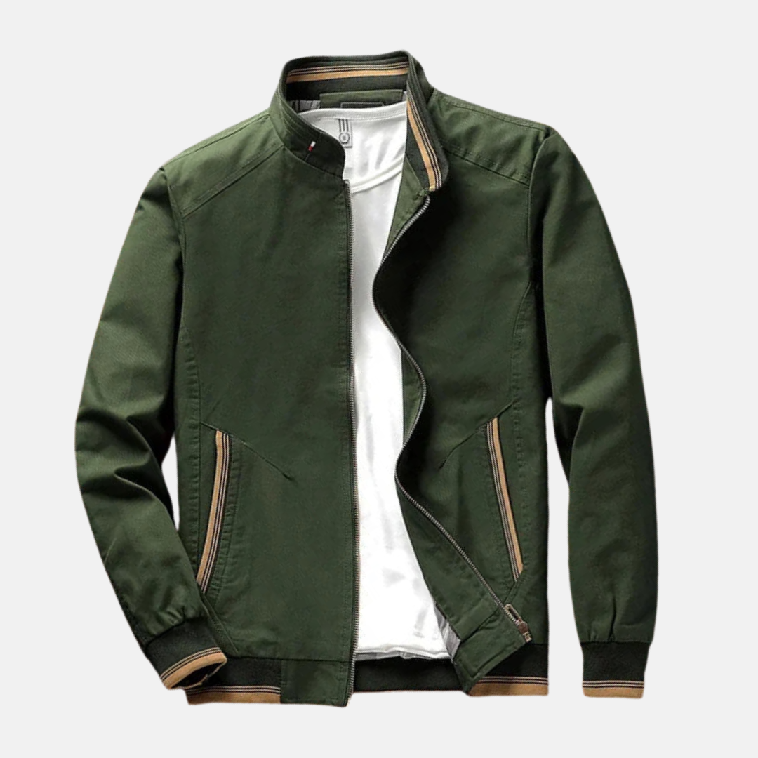Men’s Bomber Jacket – Structured Fit – Zipper Front – Ribbed Hem & Cuffs