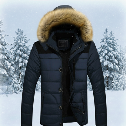 Thomas Slim Fit Puffer Jacket | Quilted Fur Trim Pockets Jacket