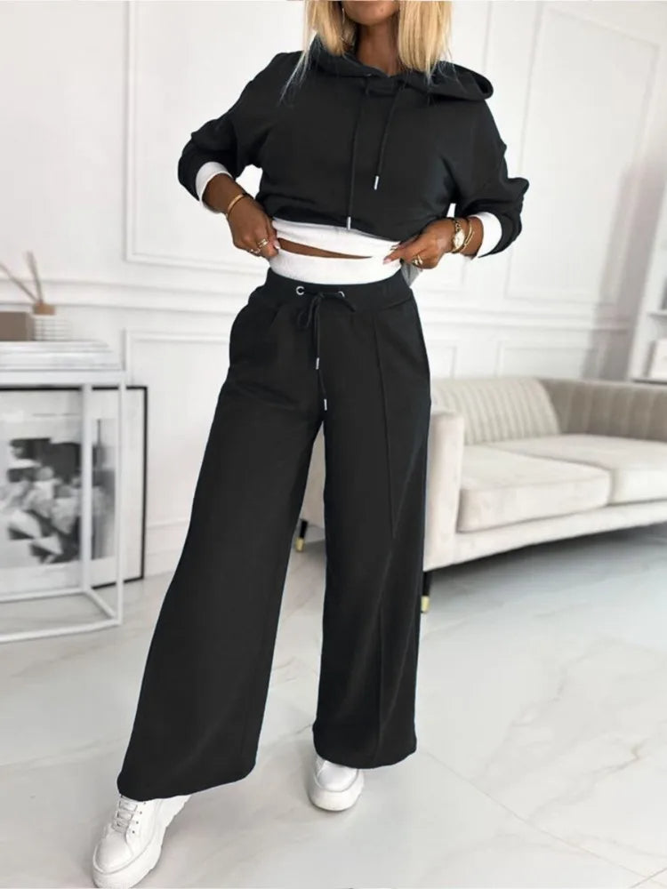 Women’s Lounge Set – Soft Knit – Relaxed Fit – Hoodie and Drawstring Pants