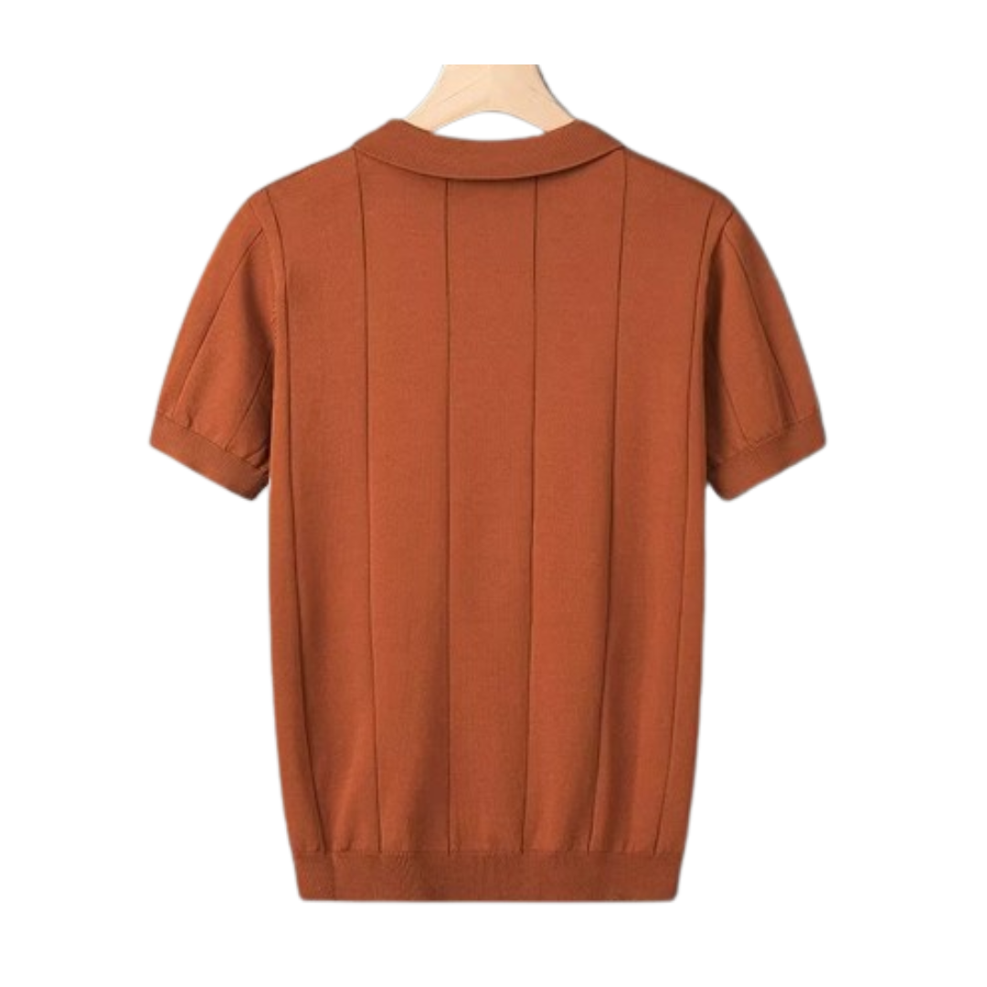 Oliver Ribbed Collared V-Neck Polo Shirt | Regular Fit Short Sleeve Polo Shirt