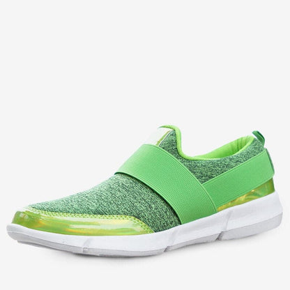 Women’s Slip-On Sneakers – Sleek Fit – Elastic Band – Metallic Trim – Breathable Casual
