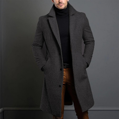 Oliver Tailored Overcoat | Lapel Collar Button Front Overcoat