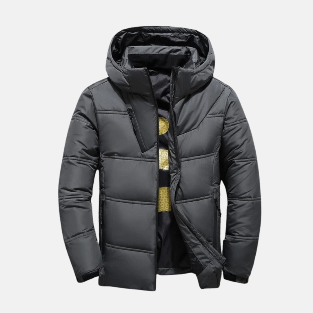 Theodore Quilted Down Jacket | Hooded Full Zip Down Jacket