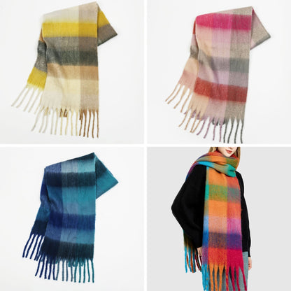 Amelia Oversized Scarf | Check Fringed Scarf