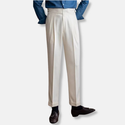 Men’s Dress Pants – Wool Blend – High Waist – Pleated Front – Tailored Straight Leg