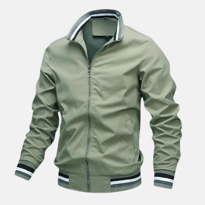 Men’s Jacket – Lightweight Regular Fit – Stand Collar – Ribbed Hem and Cuffs – Zip Front