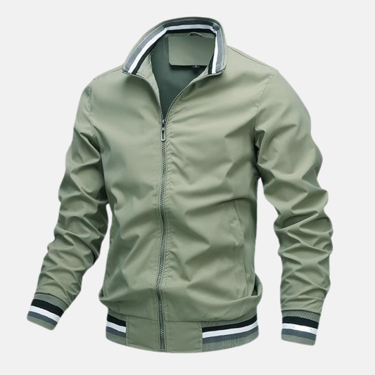 Men’s Jacket – Lightweight Regular Fit – Stand Collar – Ribbed Hem and Cuffs – Zip Front