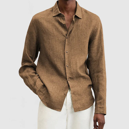 Men’s Button-Up Shirt – Relaxed Fit – Long Sleeve – Breathable Natural Fibers