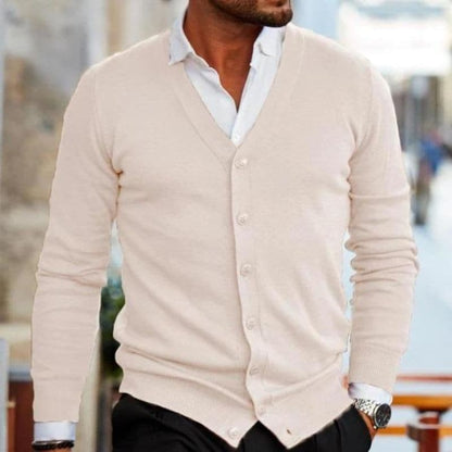 Men’s Cardigan – Soft Knit – Regular Fit – V-Neck – Button Front – Ribbed Trim