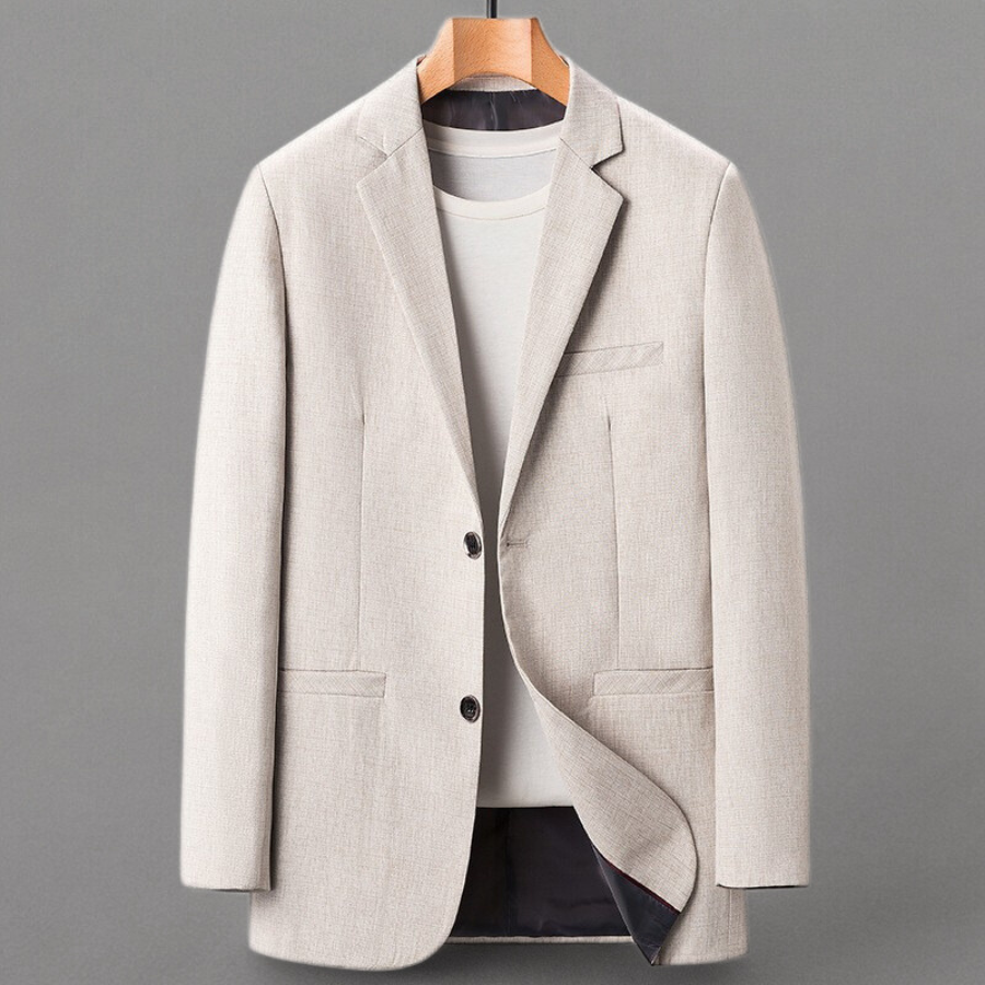 Men’s Blazer – Structured Fit – Wool Blend – Notch Lapel – Two-Button Closure