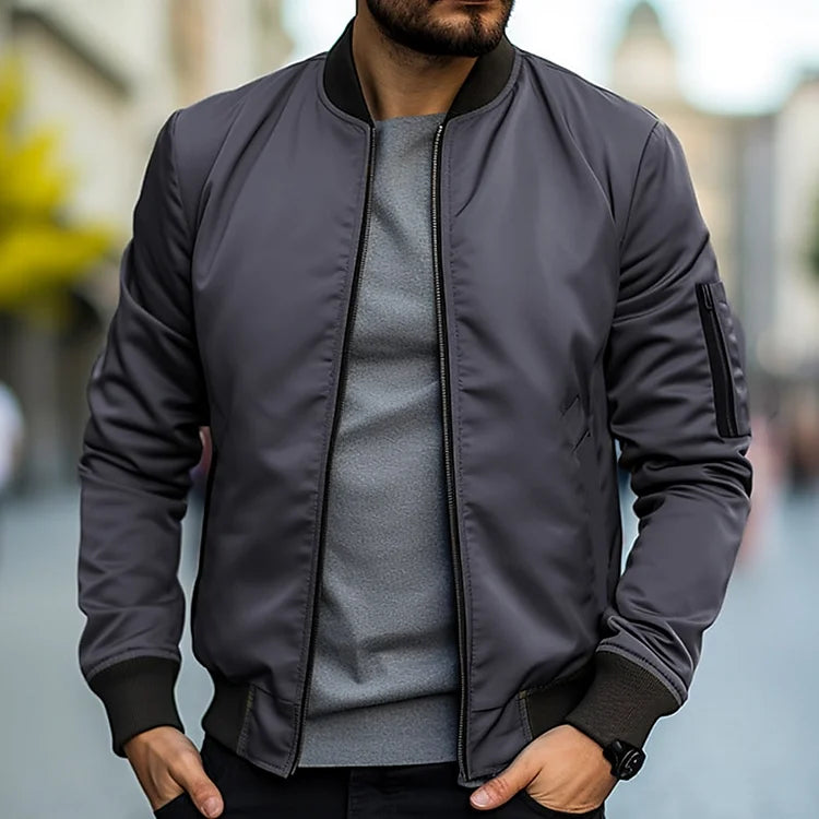 Men’s Bomber Jacket – Regular Fit – Lightweight Breathable – Ribbed Trim Casual Wear