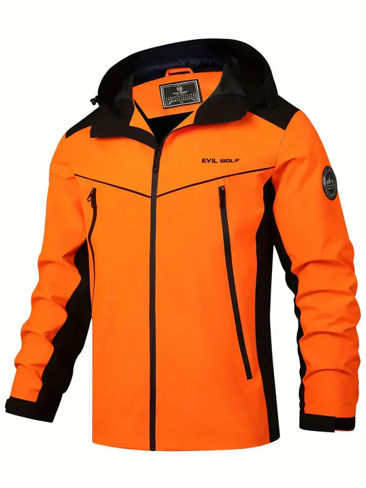 Men’s Outdoor Jacket – Waterproof – Hooded – Reflective – Zipper Pockets – Structured Fit