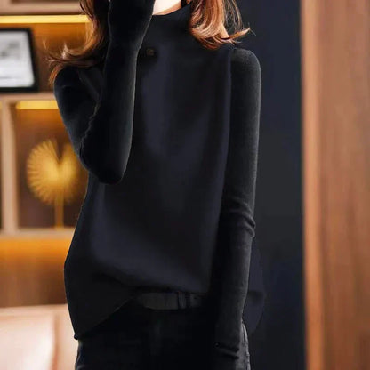 Women’s Sleeveless Sweater – Wool Feel – Turtleneck – Relaxed Fit – Hip Length Layering Piece