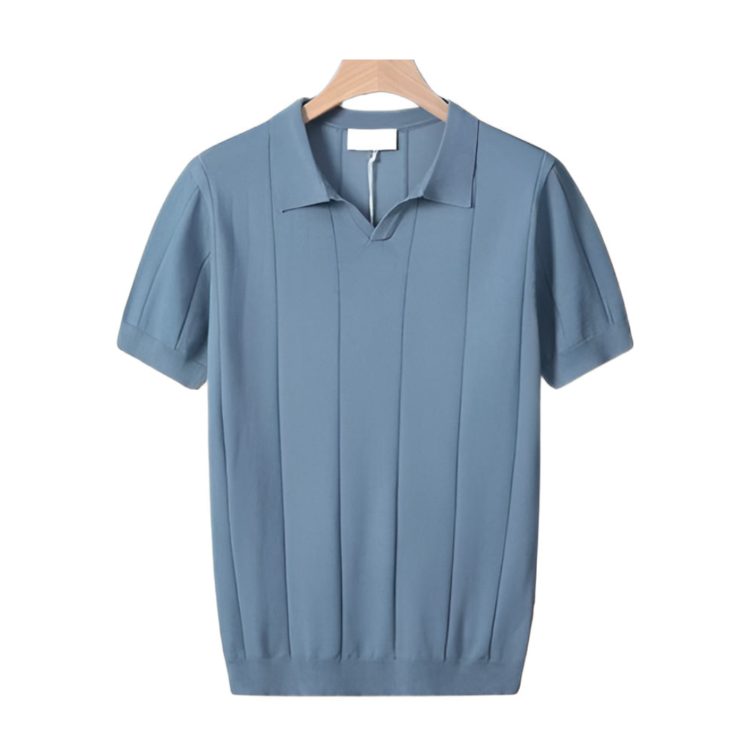Oliver Ribbed Collared V-Neck Polo Shirt | Regular Fit Short Sleeve Polo Shirt