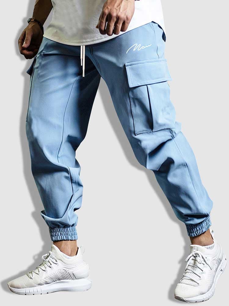 Men’s Cargo Jogger Pants – Relaxed Fit – Cotton Blend – Elastic Waistband