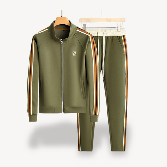 Men’s Tracksuit Set – Slim Fit – Lightweight Stretch Fabric – Zip Jacket & Drawstring Pants