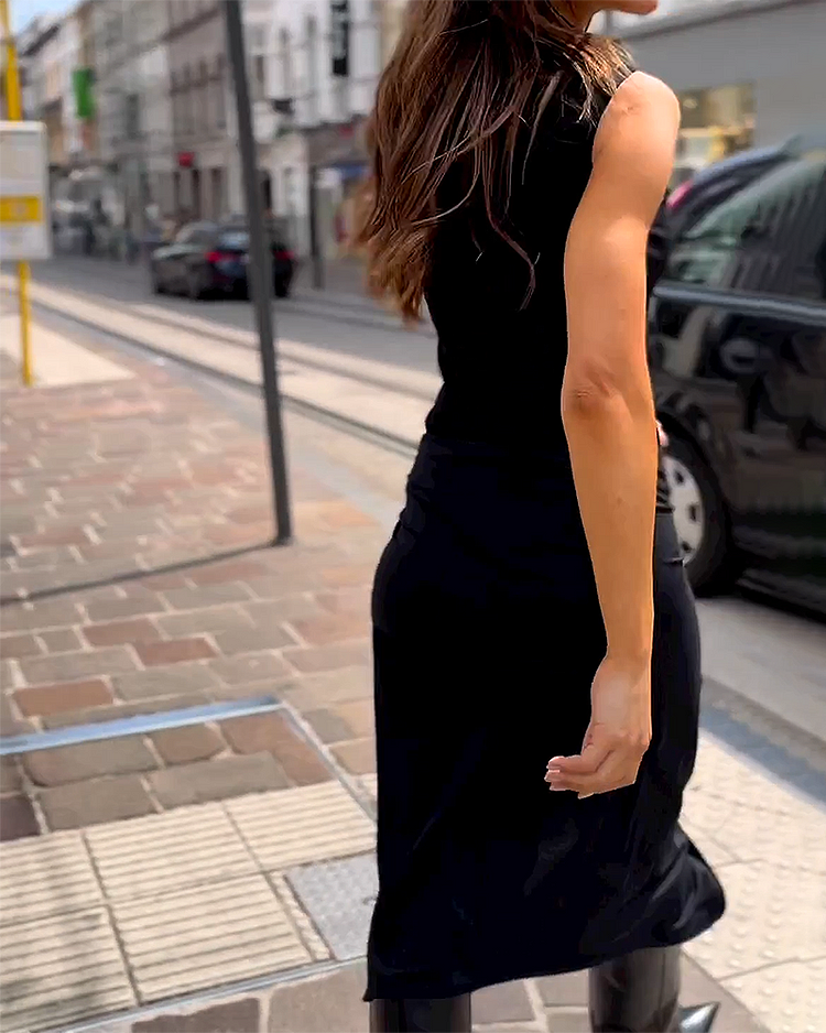 Women's Sleeveless Jumpsuit - High Neck - Wide Leg Wrap Tie Waist Elegant Fit