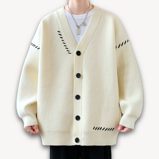 Men’s Knitted Cardigan – Oversized Fit – Soft Knit – Button-Up – Mid-Length Casual Layering