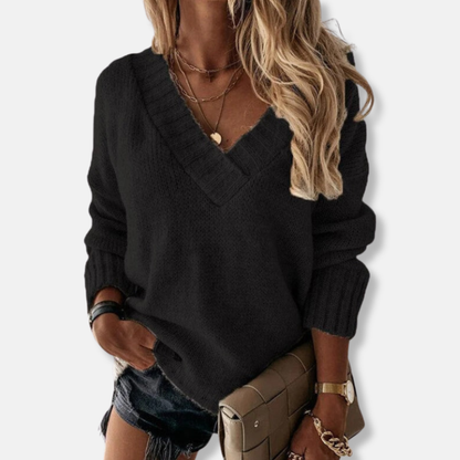 Isabella Wool V-Neck Sweater | Oversized Fit Casual