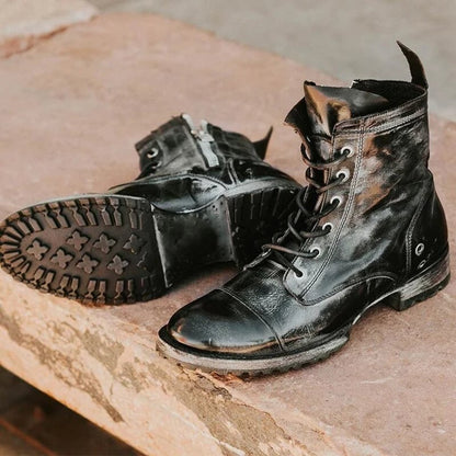 Men’s Leather Boots – Ankle Length – Rugged Sole – Lace-Up Structured Fit