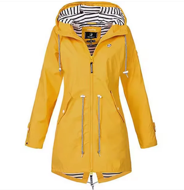 Women’s Hooded Jacket – Waterproof Breathable – Adjustable Waist – Lightweight Fit