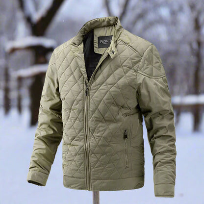 Men’s Quilted Jacket – Slim Fit – Diamond Stitch – High Collar