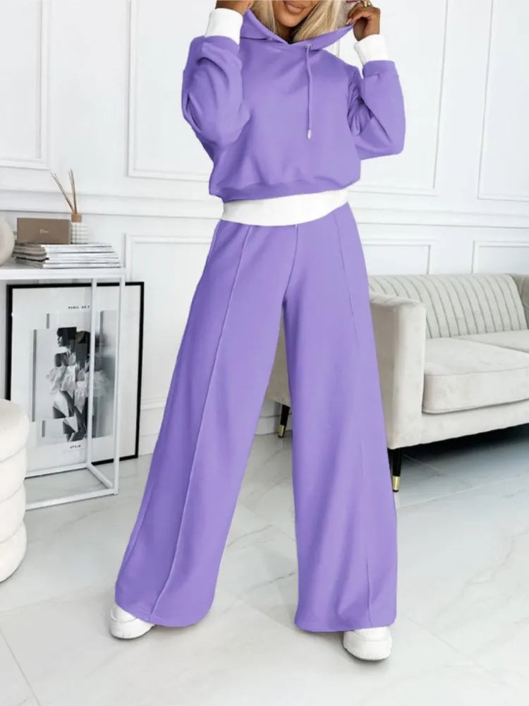 Women’s Lounge Set – Soft Knit – Relaxed Fit – Hoodie and Drawstring Pants