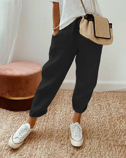 Women’s Full-Length Pants – Relaxed Fit – Breathable Fabric – Drawstring Waistband