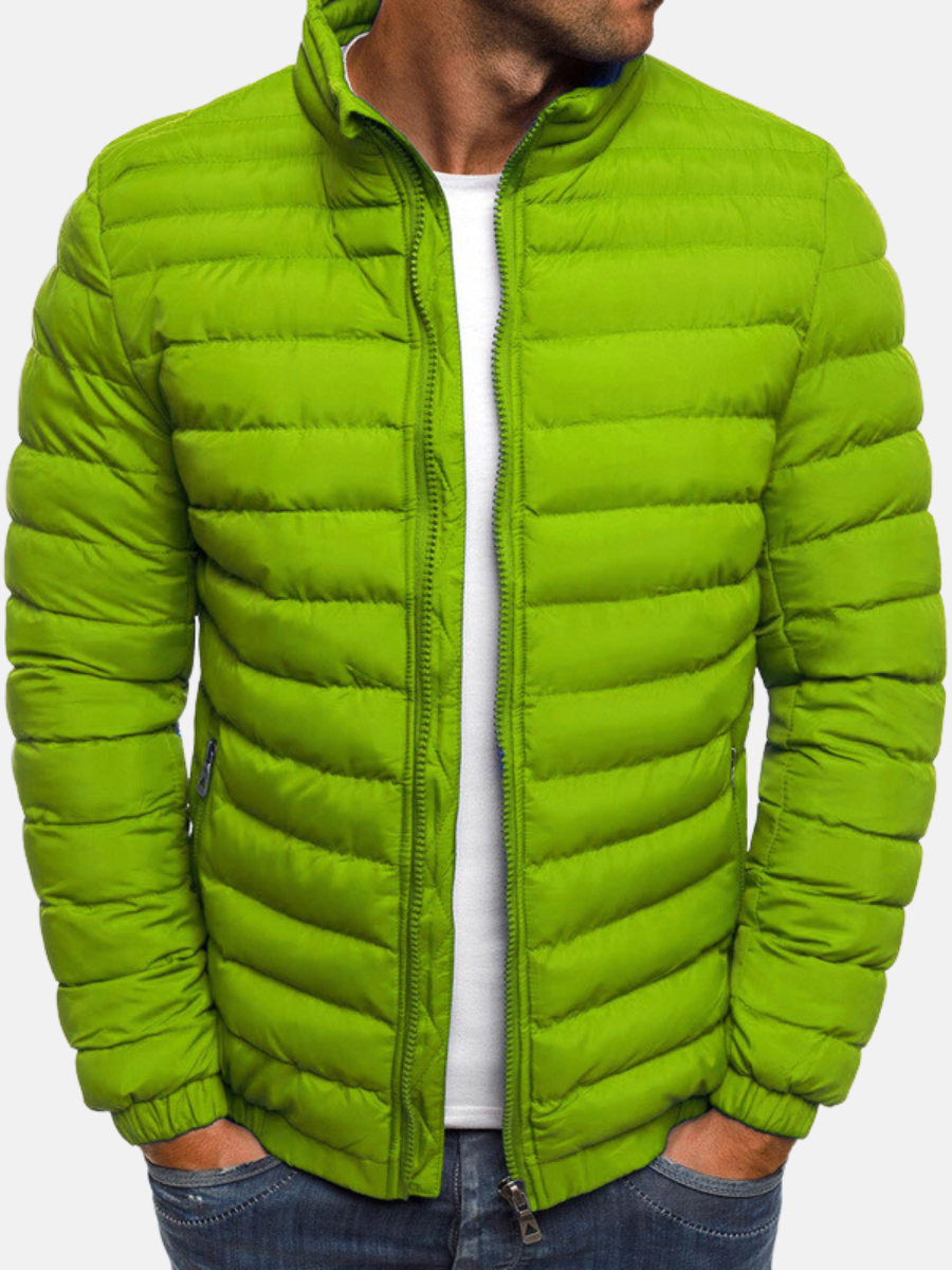 Men’s Quilted Jacket – Slim Fit – Lightweight Padded – High Collar Casual Wear