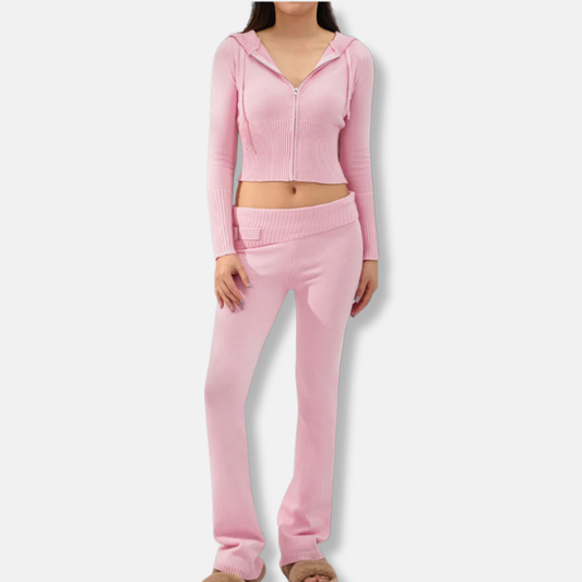 Amelia Two-Piece Set | Slim Fit Cropped Jacket And Bootcut Pants