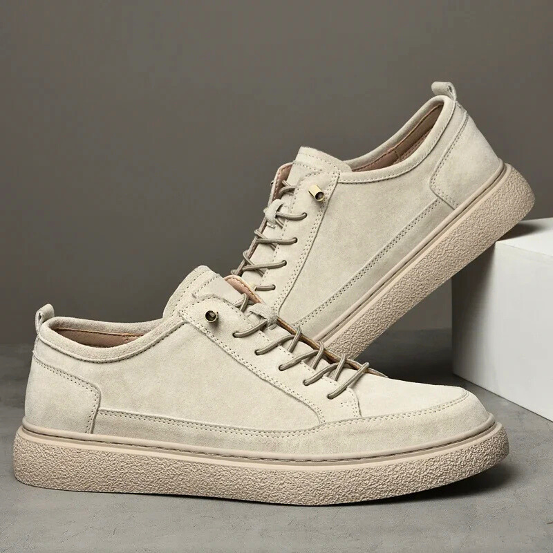 Men’s Low-Top Trainers – Suede Finish – Lace-Up – Cushioned Ankle – Casual Wear