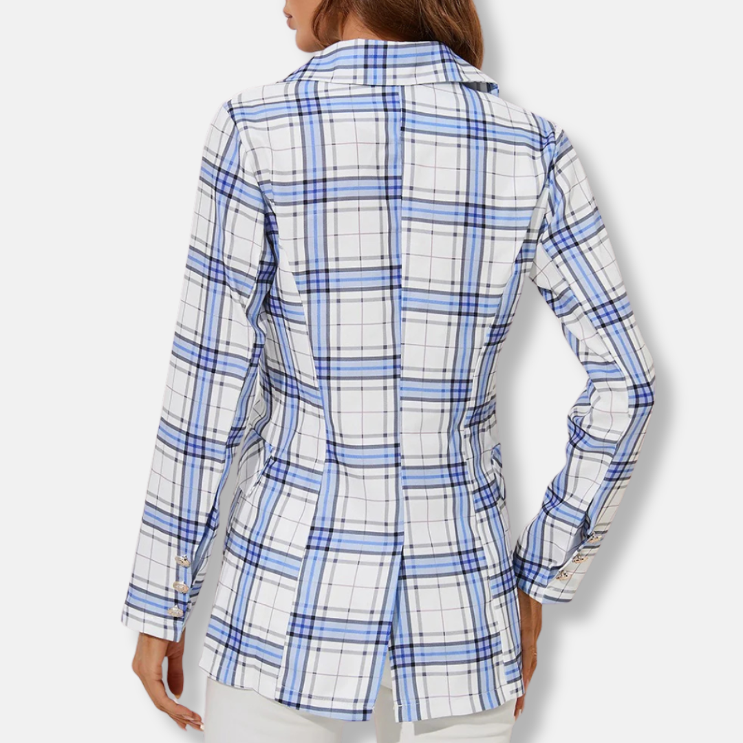 Women’s Suit Jacket – Tailored Fit – Double-Breasted – Vertical Striped – Woven Fabric
