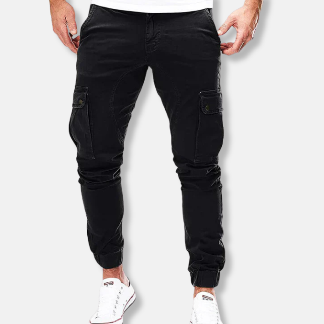 Men’s Cargo Pants – Slim Fit – Cotton Blend – Drawstring Waist – Elastic Cuffs