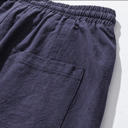 Men’s Tapered Pants - Relaxed Fit - Woven Cotton Blend - Elastic Waist - Ankle Cuffs