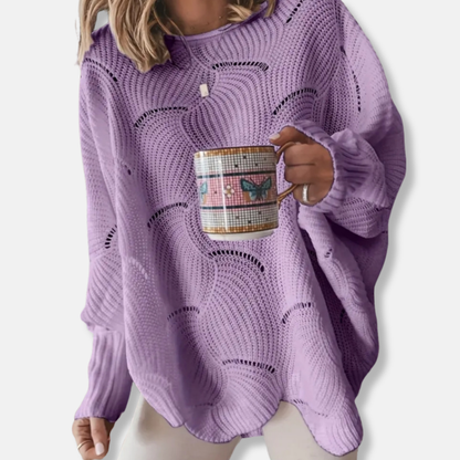 Grace Cotton Blend Oversized Pullover Sweater | Crewneck Tunic Sweater