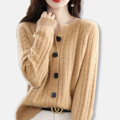 Olivia Relaxed Fit Cardigan | Cable Knit Button Front Cardigan