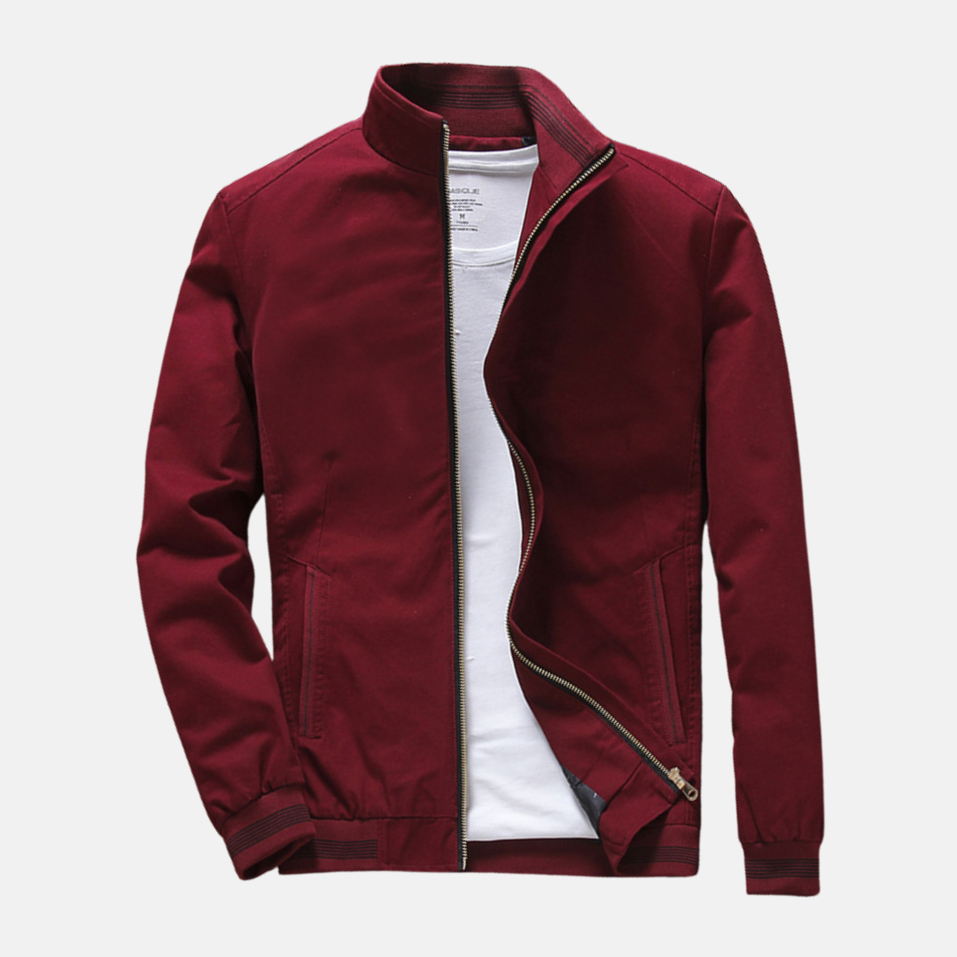 Men’s Casual Jacket – Slim Fit – Lightweight – Woven Fabric – Stand Collar – Zipper Pockets