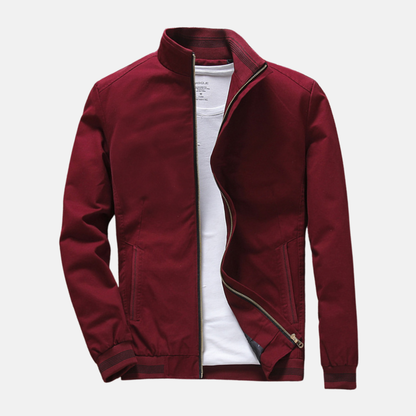 Men’s Casual Jacket – Slim Fit – Lightweight – Woven Fabric – Stand Collar – Zipper Pockets